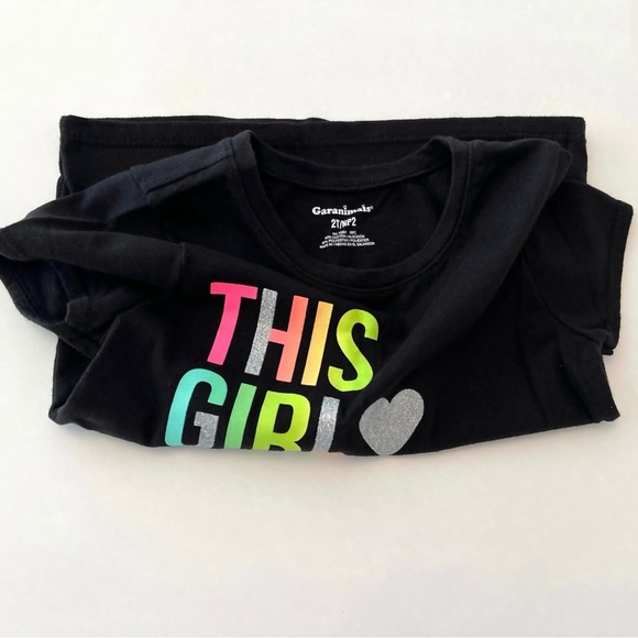 ⚡️4/$20⚡️ Garanimals Kids Black Graphic Tee Neon Inspirational Print | Girls 2T - Picture 3 of 3